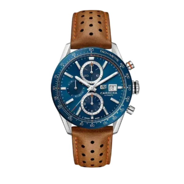 TH Carrera Chronograph Blau – Automatik | Wildlederarmband